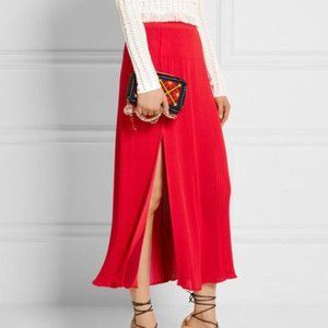 Sonia Rykiel Red Pleated Ribbed-knit Skirt